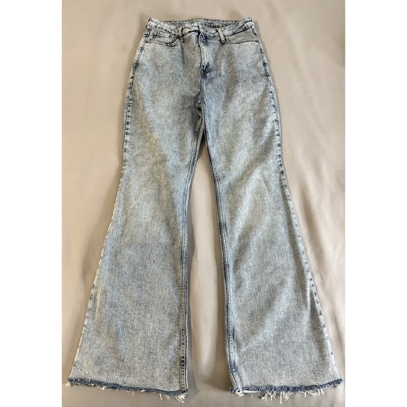 Old Navy Higher High Rise‎ Flare Denim Jeans Sz 12 Women's Out Hem Y2K - Picture 1 of 11